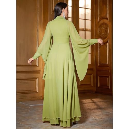 Image of TOLEEN Casual Dresses for Women Long Sleeve Flowy Swing Chiffon Maxi Dresses Yellow, X-Large