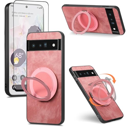 Coque Google Pixel 6 Pro avec protège-écran verre trempé et anneau support antichoc Or