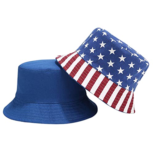 Durio American Flag Bucket Hat For Men Women Reversible Summer Bucket Hats For National Day C American Flag Print #TOP1