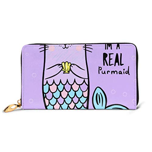 Preisvergleich Produktbild JHGFG Mode Handtasche Reißverschluss Brieftasche Magic Cat Mermaid Childish Apparel Telefon Clutch Geldbörse Abendkupplung Blocking Leder Brieftasche Multi Card Organizer