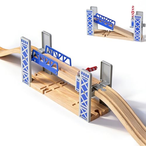 Holzeisenbahn Zubehör Holz Eisenbahn Brückenspielzeug Holz Eisenbahn Kinder Zug Spielzeug Kompatibel mit Anderen Brücken Holzeisenbahn für die Kleinen im Alter von 3 Frühlingen (Überführung)