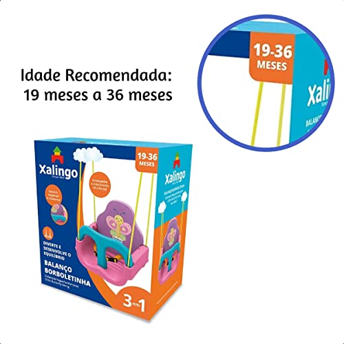 Balanço Infantil Borboletinha Rosa e Azul Com Encosto Regulável até 23Kg Com Cinto de segurança Xali