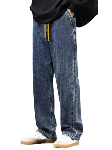 Image of GRECIILOOKS Men Jeans || Baggy Fit Jean's for Man || Loose Fit High Rise Denim || Stretchable Casual Wear Jean,s || Dance Rap Rapping Style Pant for Men || Denim Cotton Jeans