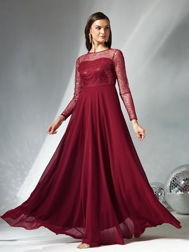 Image of Miss Chase Women's Long Sleeve Sequin Maxi Dress
