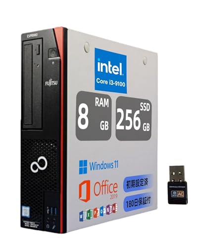 �y�����ςݕi�z�x�m�� �f�X�N�g�b�vPC ESPRIMO D588 ��9���� Core i3-9100 / ������8GB / SSD 256GB Windows11&Office 2019���� �ȃX�y�[�X�f�X�N�g�b�v�p�\�R�� DVD/DP/LAN/USB3.
