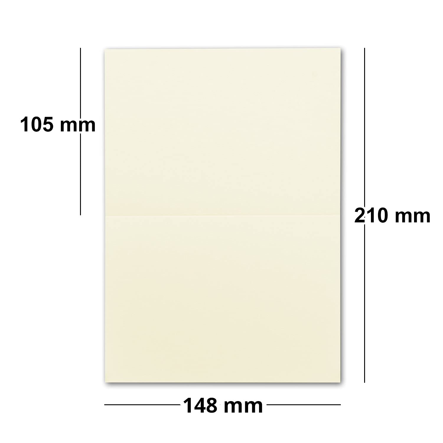 500x Faltkartenset mit Briefumschläge DIN A6 / C6 in Vanille Creme - Blanko Einladungskarten 10,5 x 14,8 cm - Bastelkarten Set