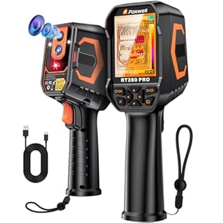 FOXWELL RT280 PRO Thermal Camera 640x480 Imaging Resolution, Dual-Camera Thermal Imaging Camera with 2MP Visual Camera, 512x384 TISR Resolution, Infrared Cameras with Laser, PC Analysis, 32GB Storage