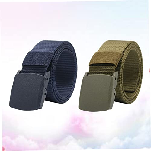 BESTYASH 2pcs Lightweight Nylon Canvas Belt Men Waist Belt Plastic Buckle Elastic for Outdoor Activities4