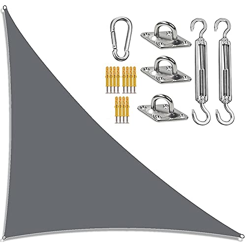 ALLWIN Outdoor Triangle Sun Shade Sail Garden Sail Canopy, with Fixing Kit, Waterproof, UV Block Sunshade Awnings Right Angle Shade Sails for Outdoor Patios 3X4x5m,Dark Gray