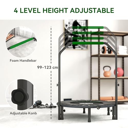 HOMCOM 40in Foldable Mini Trampoline with Adjustable Foam Handle for Adults - Image 3