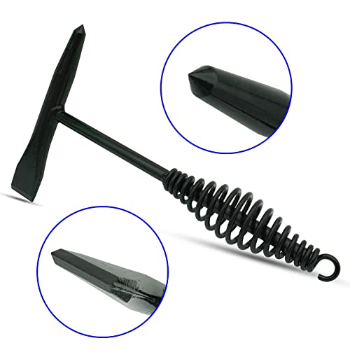 Image of VASTOOLS Welding Chipping Hammer with Coil Spring Handle,10.5 inch,Cone and Vertical Chisel, Cone and Cross Chisel, 10 inch Wire Brush