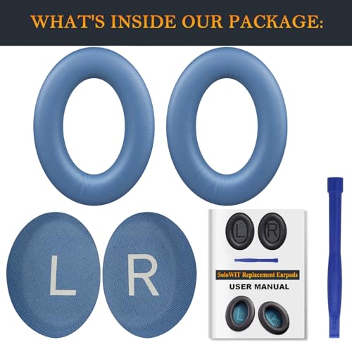 Image of SOULWIT Earpads Replacement for Bose QuietComfort 45 (QC45) /QuietComfort SE (QC SE) /New Quiet Comfort Wireless Over-Ear Headphones, Ear Pads Cushions with Softer Protein Leather - Blue Dusk