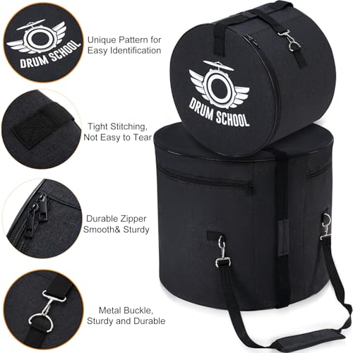 5-pcs Drum Bag Set, Drum Cases Set Padded for 12\" / 13\" / 16\" Tom / 14\" Snare / 22\'\' X 18\" Bass, Carrying Case Travel Gig Bag with Shoulder Strap and Hanlde (Standard) - Thumbnail 3