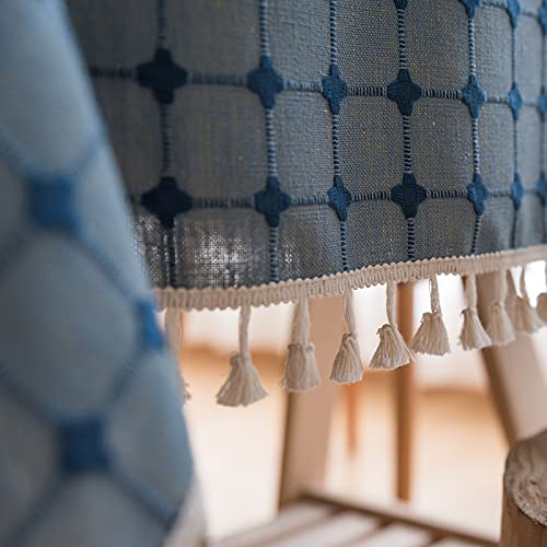 Nappe rectangulaire brodée infroissable en coton lin lavable - 5