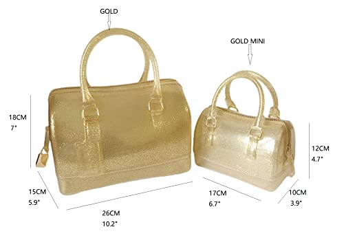 Image of Ladies Summer Jelly Pillow-shaped Top Handle Handbag Candy Color Transparent Crystal Purse