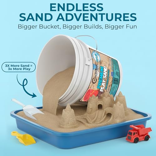 Image of Trade Grade Play Sand for Sandbox Sand for Kids - 45 lb Bucket Natural Play Sand for Kids, Sensory Play, Tables, & Outdoor Fun, Perfect for Wet Castle Building & Creativity