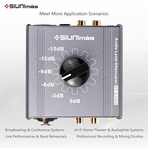 SIUNIMAS Pro S303 XLR/TRS/RCA/AUX/1/4 1/8" Passive Stereo Multi-Stage Level Inline Variable Audio Attenuator Adjustable Audio Attenuation Box for Home Theater and Official Audio Performance Playing by SIUNIMAS - Image 6