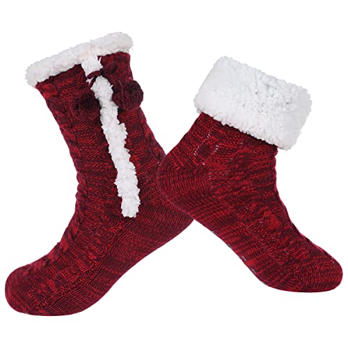 Image of Chassic Sherpa Lined Slipper Socks for Women, Non-Slip Cozy Winter House Socks, Soft Fuzzy Socks, Gifts for Women & Ladies Stocking Stuffers