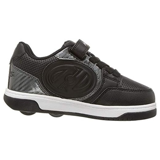 Heelys Kids' Plus X2 Lighted Tennis Shoe, Black/Carbon, 5 M US Big Kid