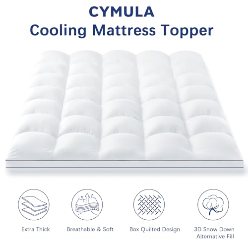 Image of CYMULA California King Mattress Topper, Extra Thick Plush Soft Mattress Pad, Pillow Top Mattress Topper