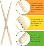 Drumsticks for Kids, 12 inch Maple Wood Drum sticks, Musical Instrument Percussion Accessories, Drumsticks for Student, Beginners (Maple, 2 Pairs)