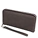 Produktbild Schompi Trading Damen XL Geldbörse/Universale Handytasche Unifarben mit abnehmbarer Handschlaufe - Brieftasche Kunstleder Farbauswahl, Farbe:Braun