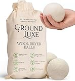 GroundLuxe Premium New Zealand Wool Dryer Balls - 6-Pack, 100% Organic, Hand-Felted, Reusable, Reduce Drying Time - Natural Fabric Softening, Wrinkle & Static Reduction