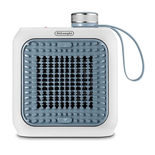 De'Longhi Capsule Desk, Termoventilatore Ceramica, Mini Termoventilatore Silenzioso, Design Funzionale, Griglia Orientabile, Termostato di Sicurezza, Portatile e Ideale su Scrivania, 350W, Azzurro