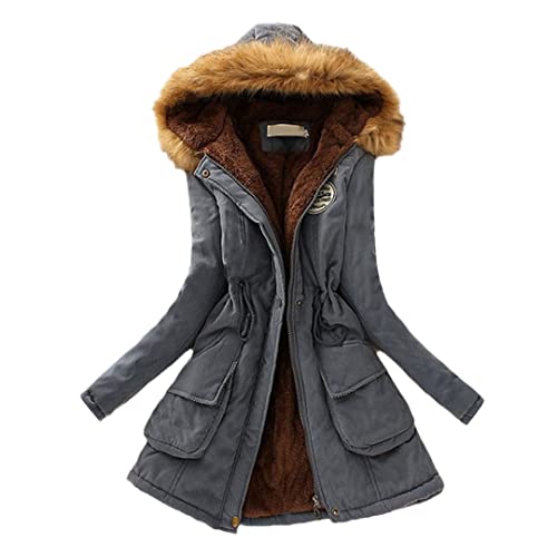 Veste d'hiver chaude en coton pour femme bleu boeuf en taille M