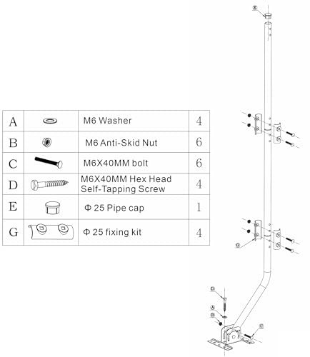 CeKay Outdoor Antenna/Weather Station Adjustable Mounting Pole with Extension Universal Mount Brackets - Easy Installation, Solid Structure, Weather Proof (1" Diameter, 49 1/2" Arm Length)
