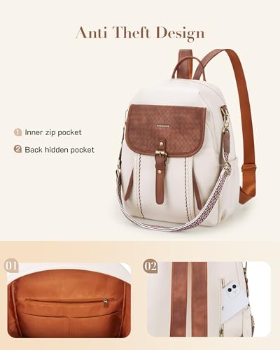 Image of Missnine Leather Backpack Purse for Women, Ladies Fashion Backpacks, Convertible Vintage Bag for Travel, Work, Everyday