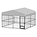 10x10x6 ft Dog Kennel Outdoor, Heavy-Duty Metal Dog Cage with Waterproof Top Cover, Lock ＆ Swivel Stainless Steel Feeding Bowl for All Dog Breeds, Easy Assembly