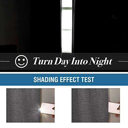 image for H.VERSAILTEX Linen Blackout Curtains 84 Inches Long 100% Absolutely Bl