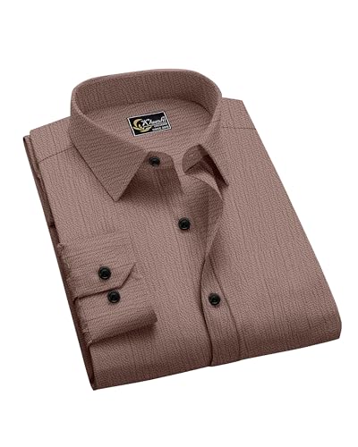 Image of Cotton Imported Regular Fit Popcorn Shirt For Men Cofee Brown