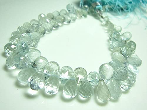 Aigue-marine facettée en gouttes LKBEADS, fil de 7 pouces avec pierres naturelles de 2x3 à 6x10mm