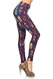 Printed Leggings Multicolored Feathers (S111-3X5X)
