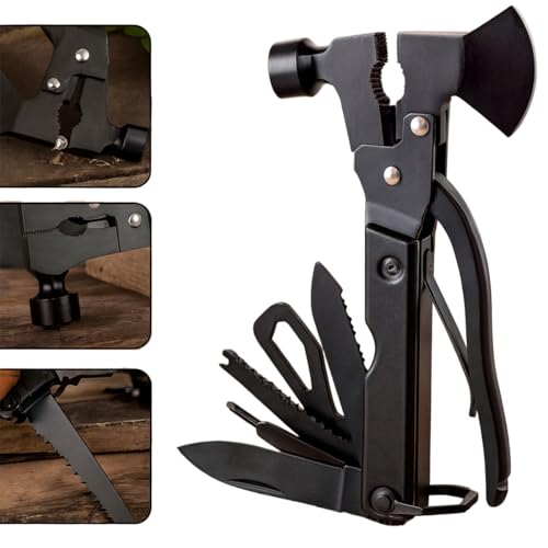 BASK Ferramenta Multiuso 13 em 1 – Martelo, Machado, Alicate, Faca, Serra e Chaves – Aço Inox 420 Premium, Leve e Portátil para Camping & Emergências