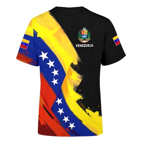 BJU Venezuela Flag T-Shirt Badge Novelty Printed Tee Crewneck Short Sleeve Casual Top Unisex2