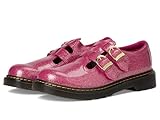 Dr. Martens Girls 8065 J (Little Big Kid) Mary Jane Flat, Fuchsia/Silver/Gold Glitter, 4
