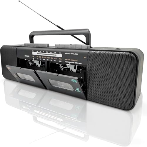 CTDZLED Retro Boombox with Dual Cassette Player 7200mAh Battery Bluetooth & 4-Band Radio (AM/FM/SW) Convert Tape to MP3 via USB Tape Recorder & Headphone Jack for Home & Outdoor