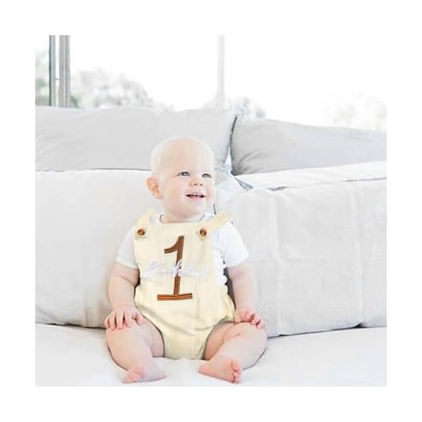 Baby Boys Girls 1st Birthday Romper Baby First Birthday Outfit Boy Solid Color Jumpsuit Cake Smash Outfit