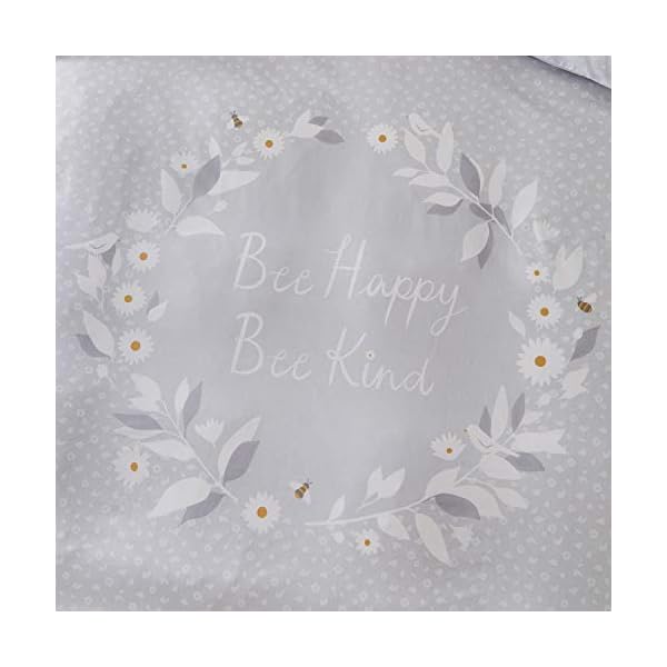 Catherine Lansfield Bee Happy Bettwäsche-Set, 52% Polyester, 48% Baumwolle, grau, Doppelbett – Bild 5