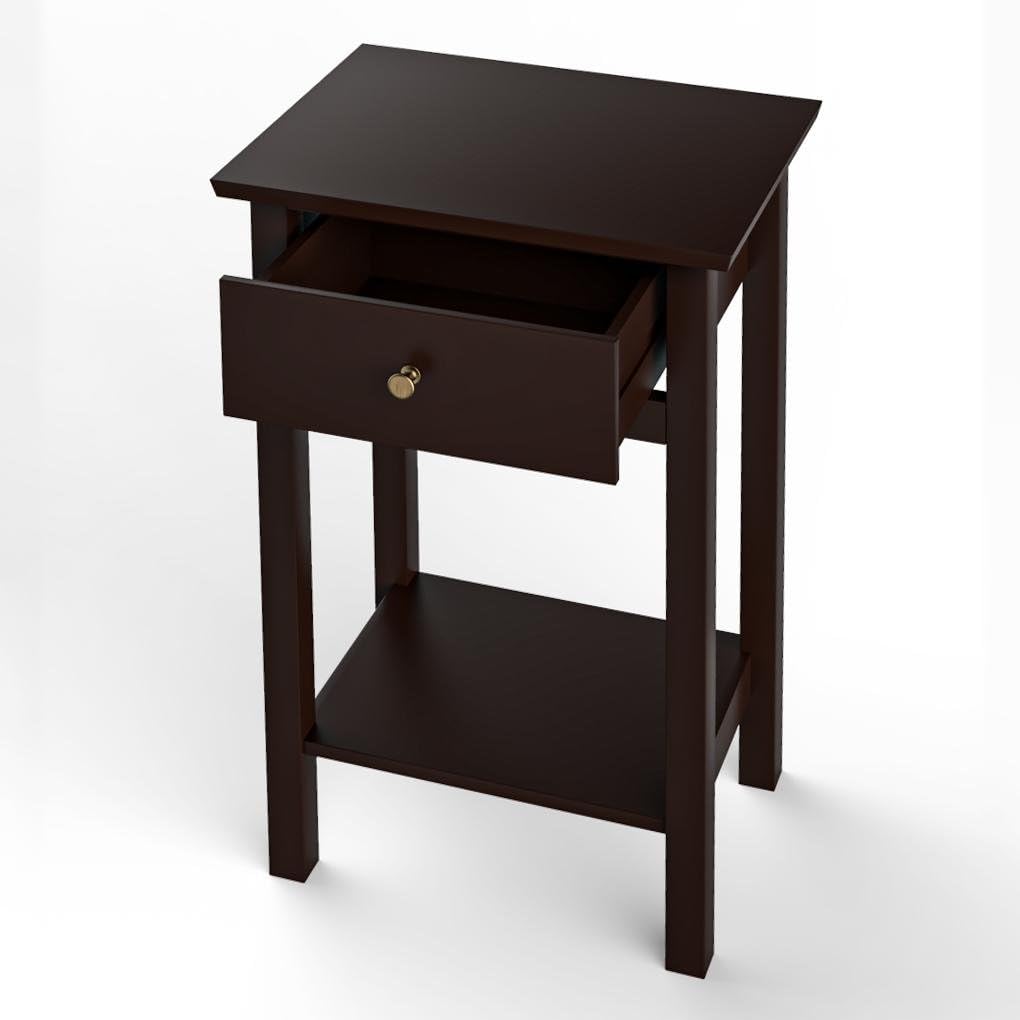 X went Tall End Table, Side Table with Lower Shelf for Home Decor,Living Room, Single Table,Wooden Side Table with Drawer, Brown, Single Shelf Storage, Brass Knob (wallnut)-image-26
