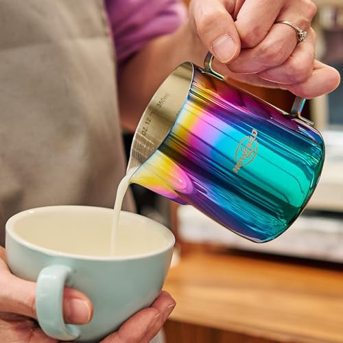 Stainless Steel Milk Frothing Pitcher - Milk Frothing Jug for Cappuccino, Barista Milk Frothing Pitcher Parent (coloured, 12OZ) — view 4