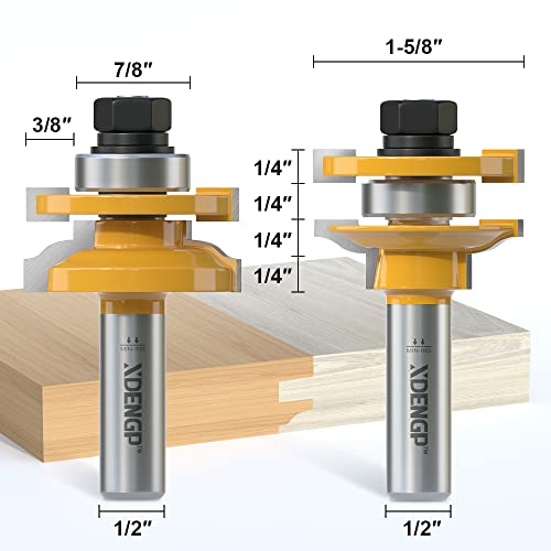 Image of 2PCS Ogee Style Rail and Stile Router Bits Set 1 /2 Inch Shank, 3 /8 Inch Cutting Depth, Up to 1 Inch Stock, Kitchen Cabinet Door Frame Shaper Cutters Raise Panel Making Router Bit Set