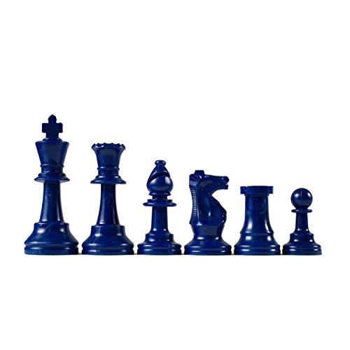 Wholesale Chess Triple Weighted Staunton Colored Pieces (Blue)