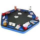 Polar Whale Floating Large Poker Table Blue and Black Game Tray for Pool or Beach Party Float Lounge Durable Foam 40.5 Inch Chip Slots Drink Holders Deck