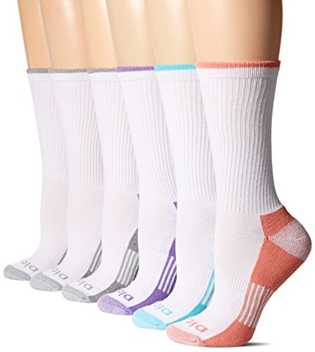 Dickies Women's Dritech Advanced Moisture Wicking Crew Sock (6/12 Packs), White (6 Pair)