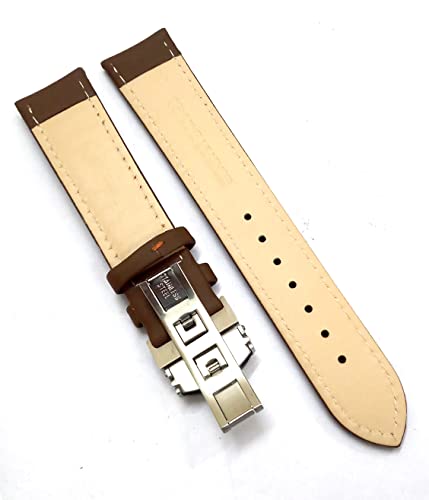 Image of 18mm 19mm 20mm 21mm 22mm 23mm 24mm Genuine Leather Butterfly Deployment Clasp Buckle Watch Band Strap Black Dark Brown TAN Blue Rose Black Gold White