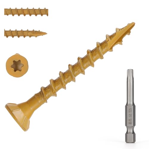 Image of Wood Screws #8 x 1-1 /2'', T25 Star Torx Drive Flat Head Deck Screws, Tan, 165Pcs (1lb)
